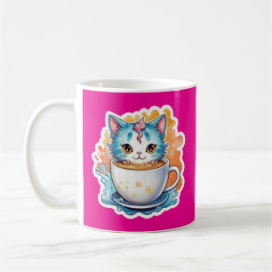 Söt Katt Med Kaffemugg Serieteckning-94678