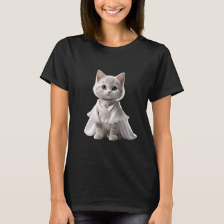 Söt katt med kläder, roligt kattunge t shirt