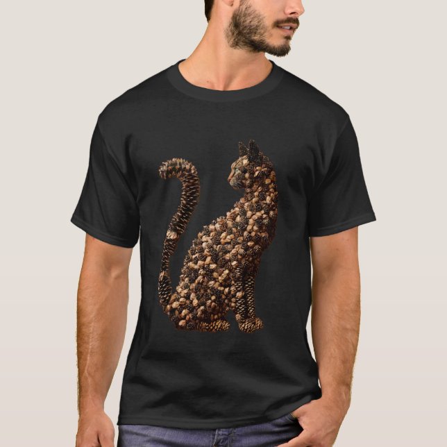 Söt katt med kottar Rustik höst djur höst  T Shirt (Framsida)
