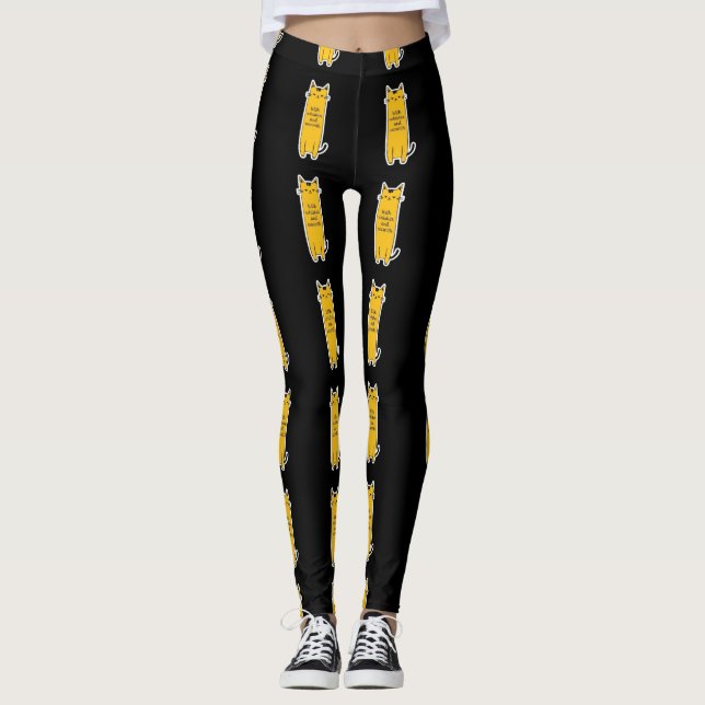 Söt Katt Med Morotsvärme Minimalistisk Design Leggings (Framsida)