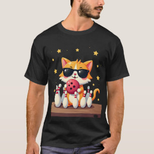 Söt katt med solglasögon Katt som spelar bowling f T Shirt