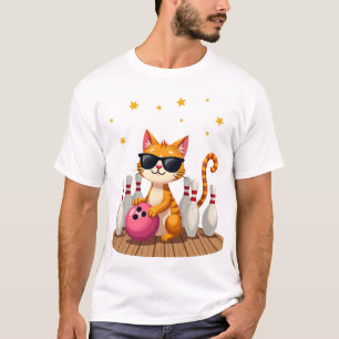 Söt katt med solglasögon Katt som spelar bowling f T Shirt