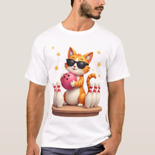 Söt katt med solglasögon Katt som spelar bowling f T Shirt