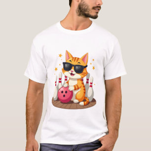 Söt katt med solglasögon Katt som spelar bowling f T Shirt