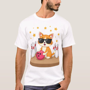 Söt katt med solglasögon Katt som spelar bowling f T Shirt