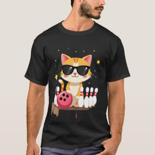 Söt katt med solglasögon Katt som spelar bowling f T Shirt