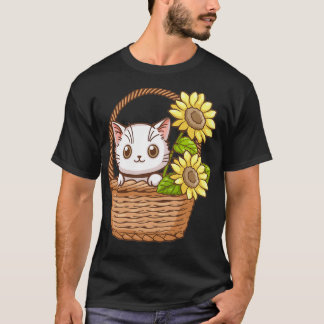 Söt katt med solros 5 t shirt