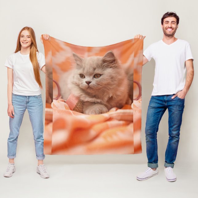 Söt katt med vackra ögon anpassad bild  fleecefilt (På plats)