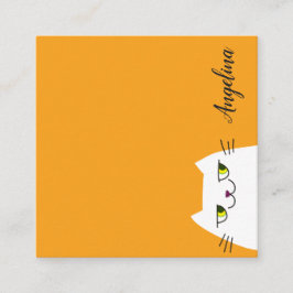 Söt Katt Minimalist Företagskort Modernt Fyrkantigt Visitkort