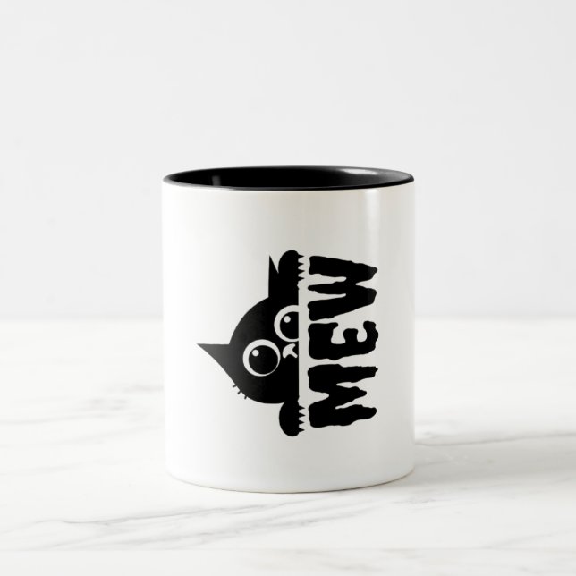 Söt katt & “Mjau” text – Rolig kopp för kattälskar (Center)