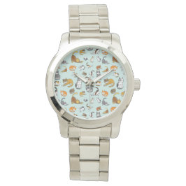 Söt katt-mönster-design för kattälskare-turkos armbandsur