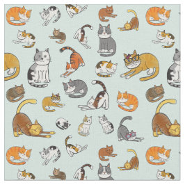 Söt katt-mönster-design för kattälskare-turkos tyg