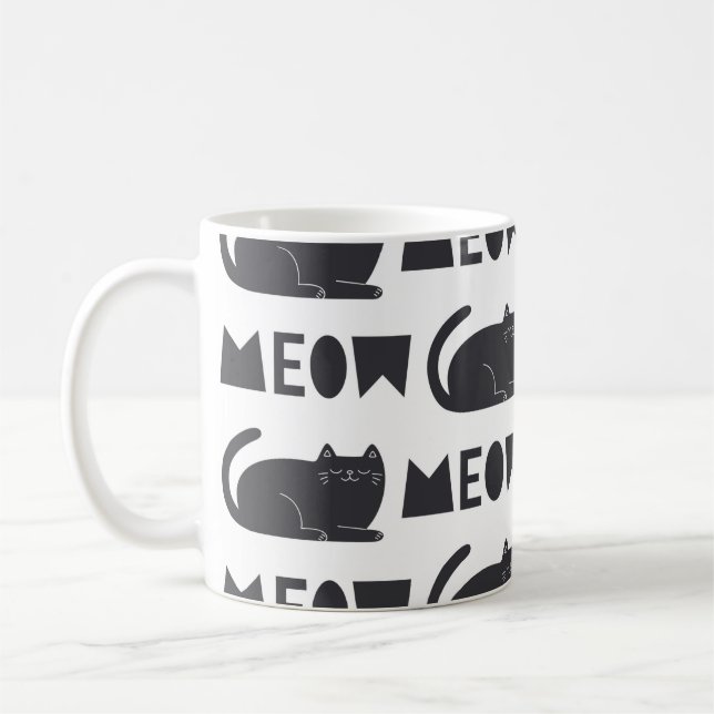 Söt katt mönster. Vintage Kaffemugg (Vänster)