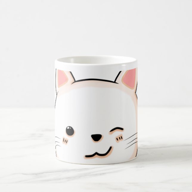 Söt katt morrhår Blinkar Vit Katt Husdjursägare Kaffemugg (Center)