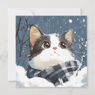 Söt katt mysig vintersnö
