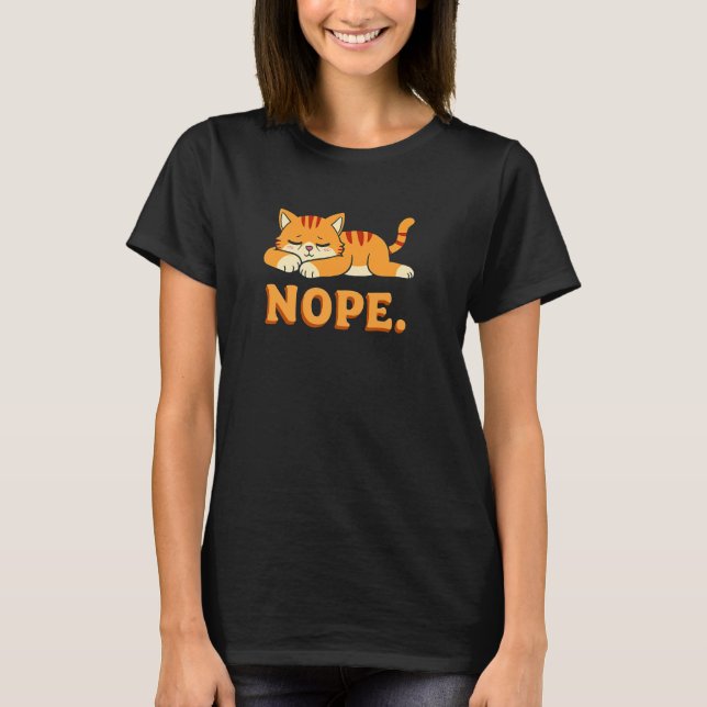 Söt Katt Nej Sömnig Stil T Shirt (Framsida)