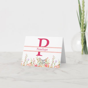 Söt katt och blomma Gräns-papper Kort