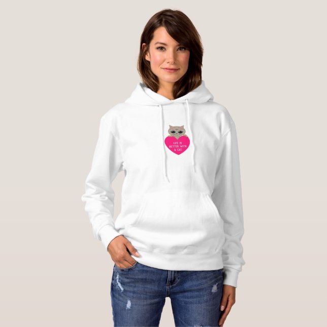 Söt katt och hjärta t shirt (Hel framsida)