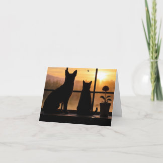 Söt katt- och hundblankett tack kort