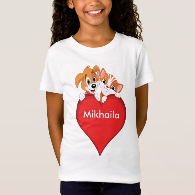 Söt katt- och hundtröja t shirt (Framsida)