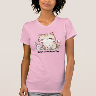 Söt katt och kanin "Jag behöver lite mjau-tid" T Shirt