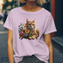 Söt katt och vilda blommor