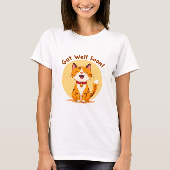 Söt katt Önska Snart Bättre T Shirt (Framsida)