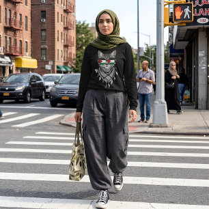 Söt katt Palestina Flagga Glasögon Keffiyeh halsdu T Shirt