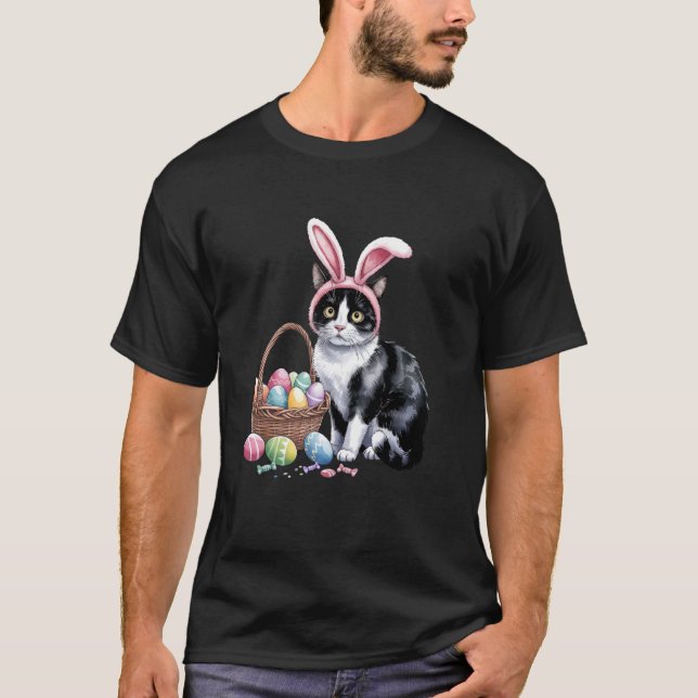 Söt Katt Påskdag Kanin Ägg Present Män Kvinnor Bar T Shirt (Framsida)