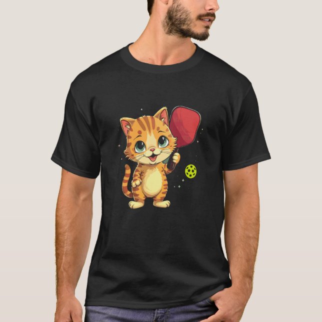 Söt Katt Pickleball T Shirt (Framsida)