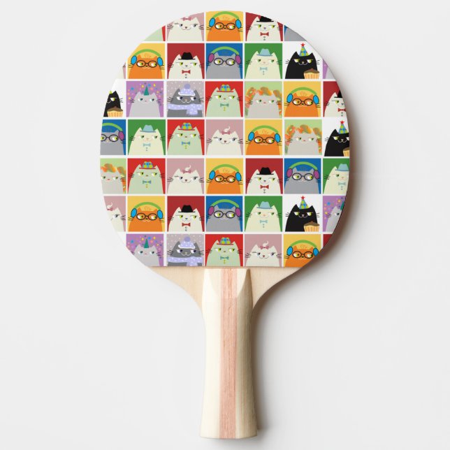 Söt katt ping pong paddel Kawaii collage Pingisracket (Framsidan)