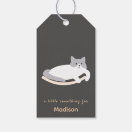 Söt katt presentkort med kattsmöbler design presentetikett