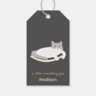 Söt katt presentkort med kattsmöbler design presentetikett