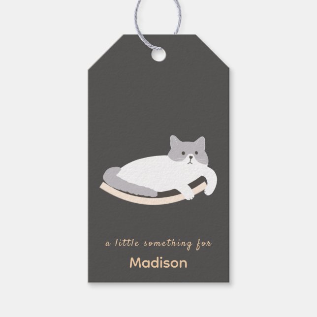 Söt katt presentkort med kattsmöbler design presentetikett (Framsidan)