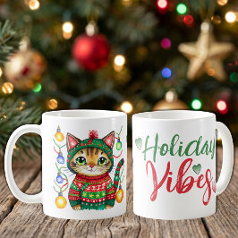 Söt katt prydnader höststämning jul kaffemugg