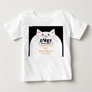 Söt katt-ram med gnistrande stjärnor 1-årsdag t shirt