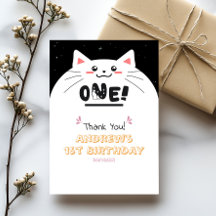 Söt katt-ram med gnistrande stjärnor 1-årsdag
