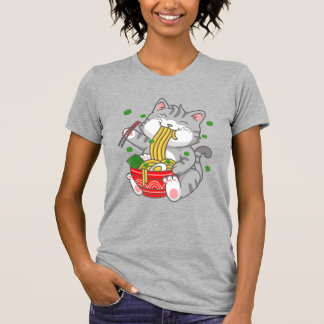 Söt Katt Ramen Nudel Rolig Husdjur Katt T Shirt