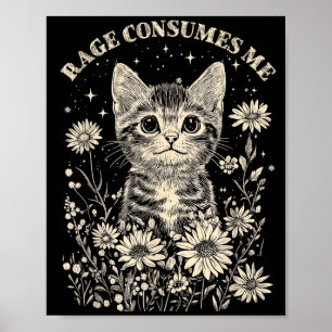 Söt katt-raseri förtär rolig sarksatisk kattunge S Poster