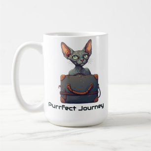 Söt Katt Resenär – Present till kattälskare Kaffemugg