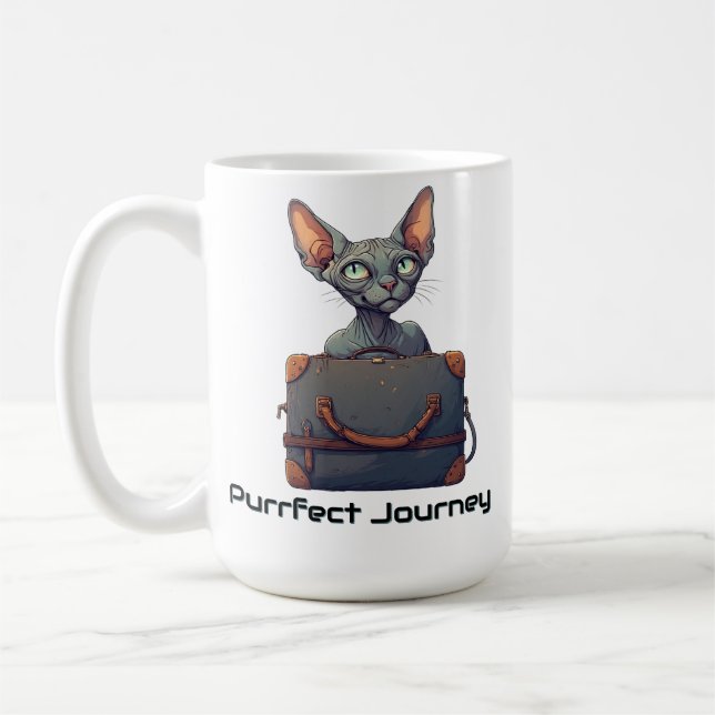 Söt Katt Resenär – Present till kattälskare Kaffemugg (Vänster)