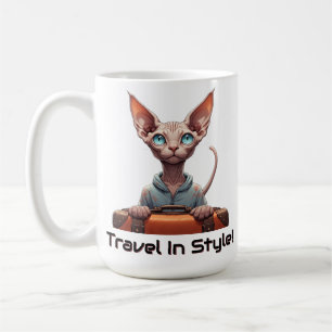 Söt Katt Resenär – Present till kattälskare Kaffemugg