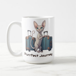 Söt Katt Resenär – Present till kattälskare Kaffemugg