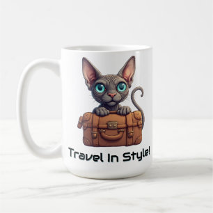 Söt Katt Resenär – Present till kattälskare Kaffemugg
