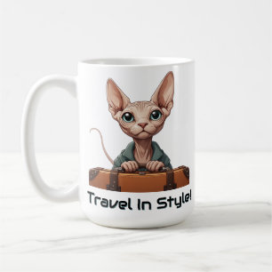 Söt Katt Resenär – Present till kattälskare Kaffemugg