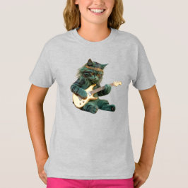 Söt Katt Rockstjärna Barn T Shirt