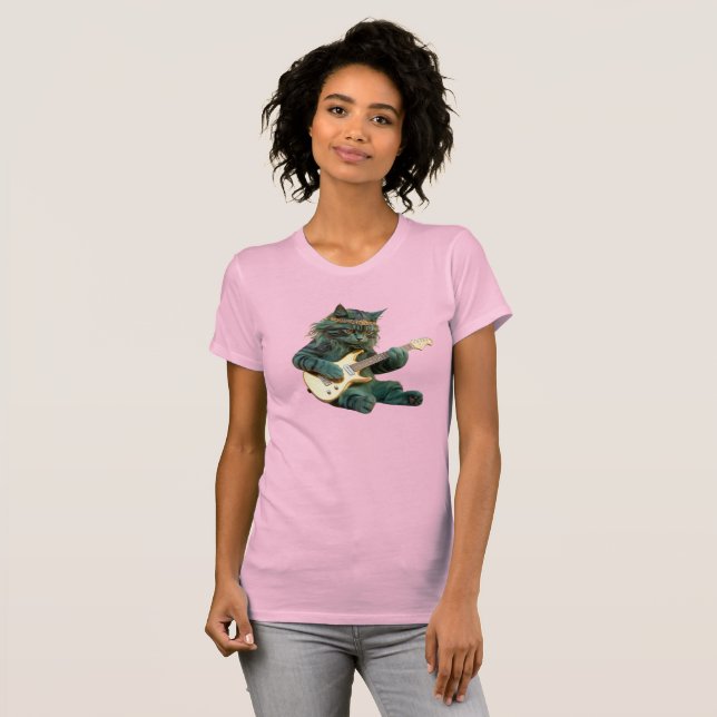 Söt Katt Rockstjärna T-Shirt (Hel framsida)