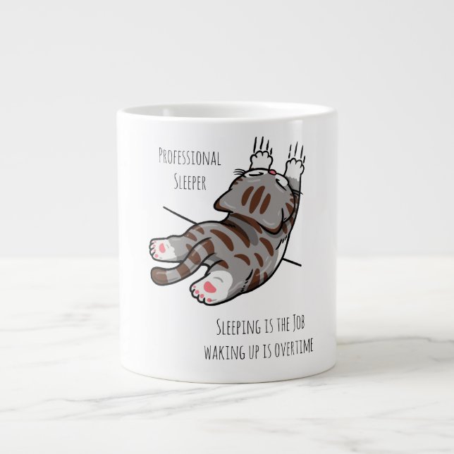 Söt Katt, Rolig Katt, Professionell Sovare Jumbo Mugg (Framsidan)