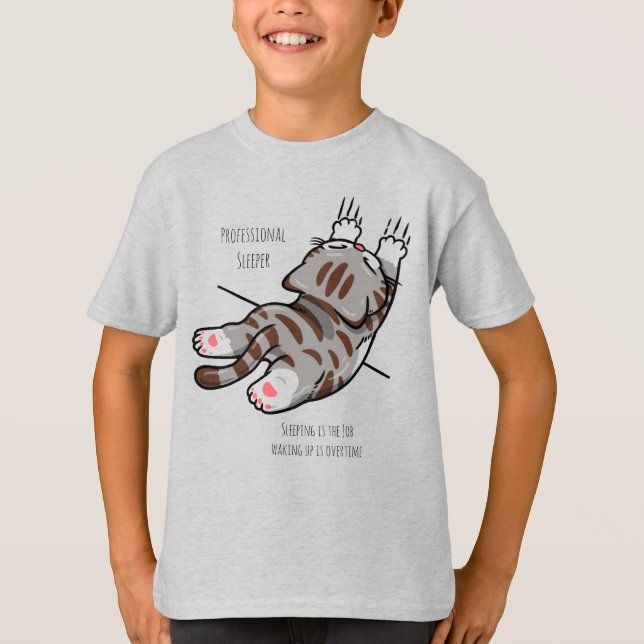 Söt Katt, Rolig Katt, Professionell Sovare T Shirt (Framsida)