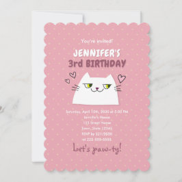Söt Katt Rosa Barnkalas Inbjudningar